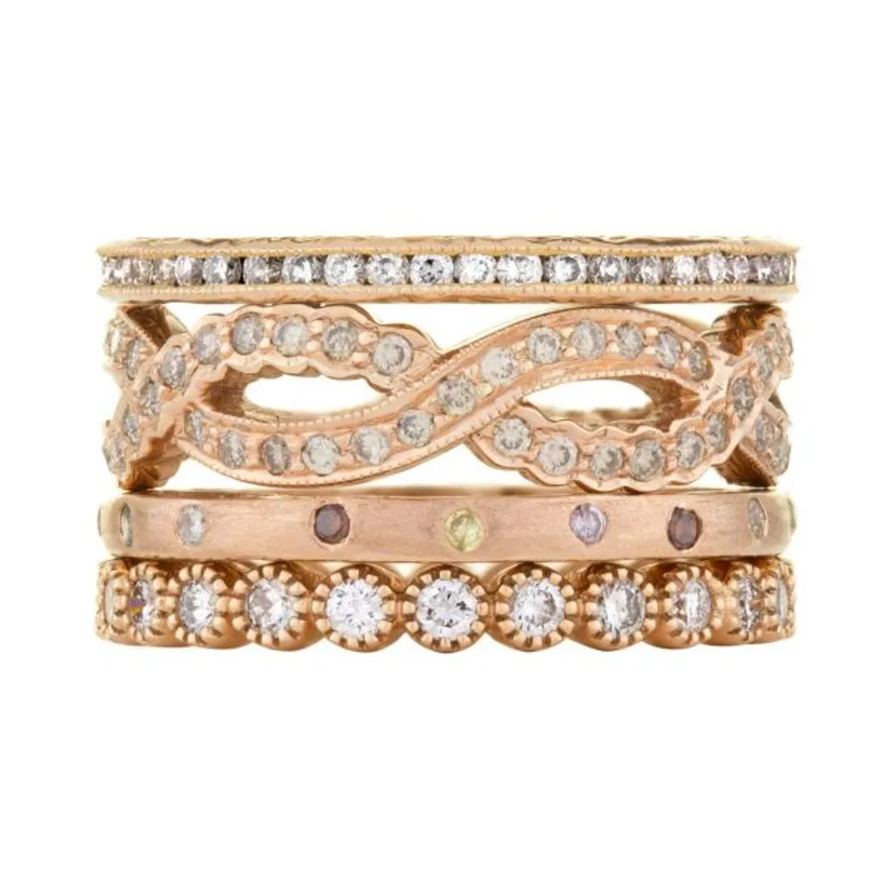 No. 4 Stacked Bands in Rose Gold