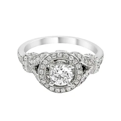 Round Halo with Split Shank Engagement Ring