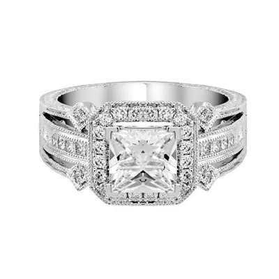 Princess Vintage with Diamond Split Shank Engagement Ring