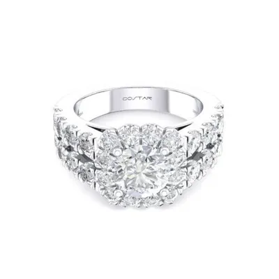 Cushion Cut Double Split Shank Engagement Ring