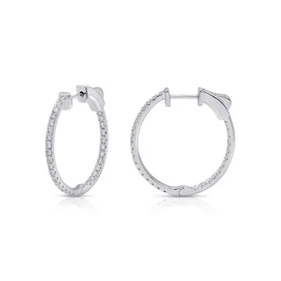 Inside/Out White Gold Diamond Hoops