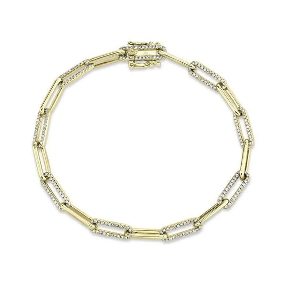 Diamond Paper Clips Link Bracelet