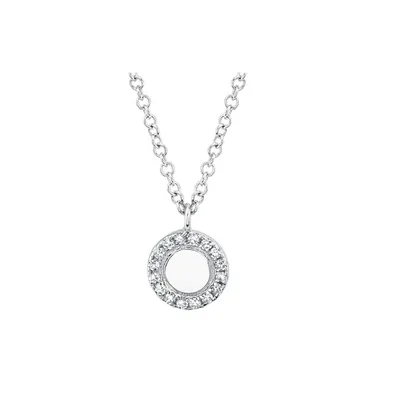 Shy Creation 14K White Gold Diamond Circle Necklace