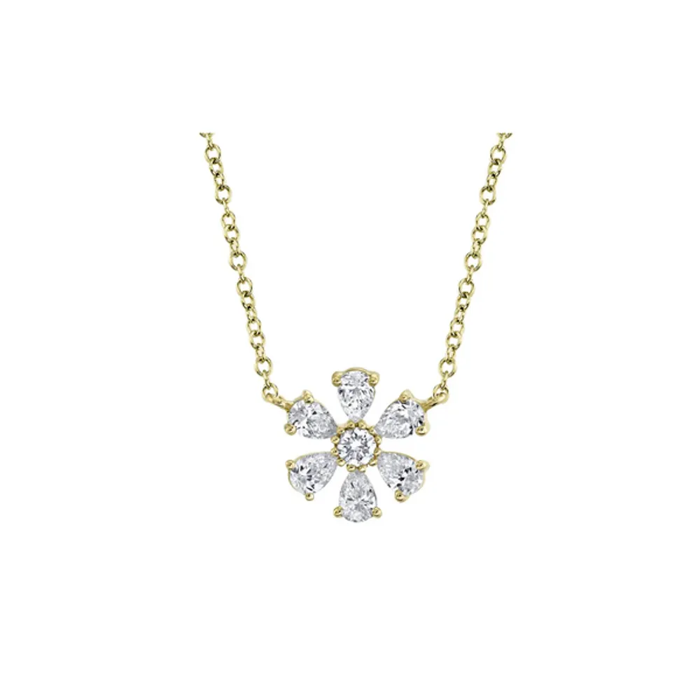 Diamond Blossom Necklace, 14K White Gold