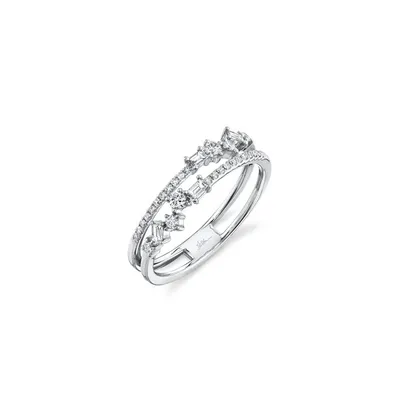 Shy Creation 14K White Gold Diamond Baguette Ring