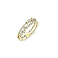 Shy Creation 14K Yellow Gold Diamond Baguette Ring