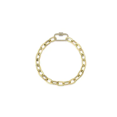 Shy Creation 14K Yellow Gold Diamond Paper Clip Bracelet