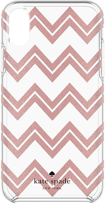 kate spade Hardshell Case for iPhone X - Chevron / Rose Gold Glitter