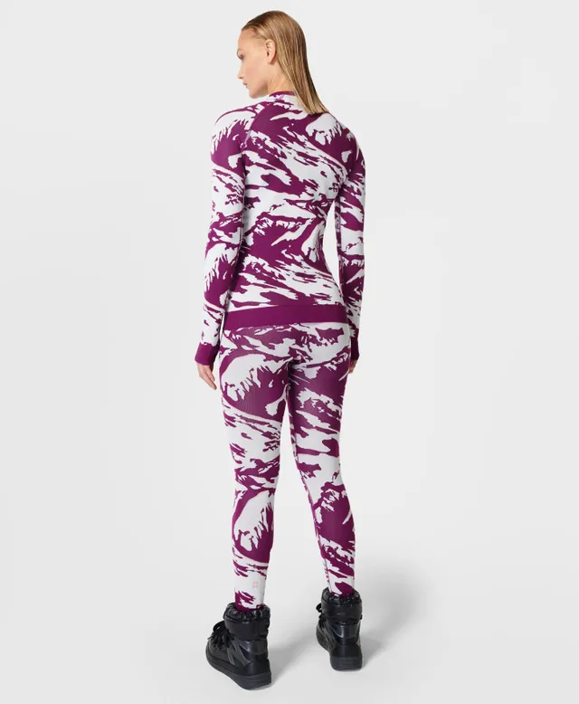 Leopard Jacquard Base Layer Leggings - Black Leopard Paint Jacquard, Women's Ski Clothes
