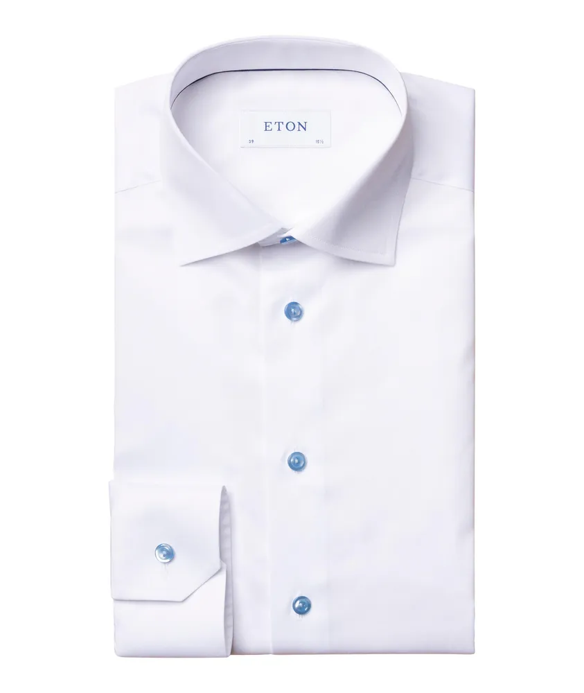 Slim-Fit Twill Shirt with Blue details