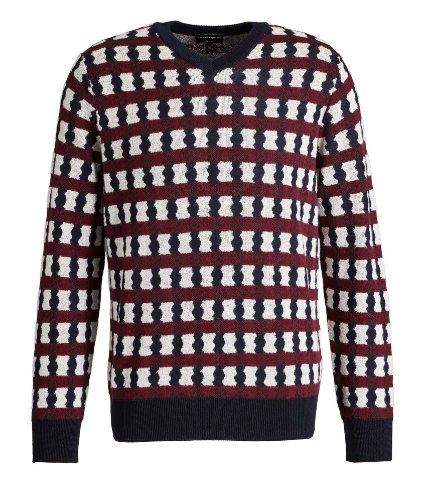 Geometric Print Wool, Cashmere & Silk Sweater