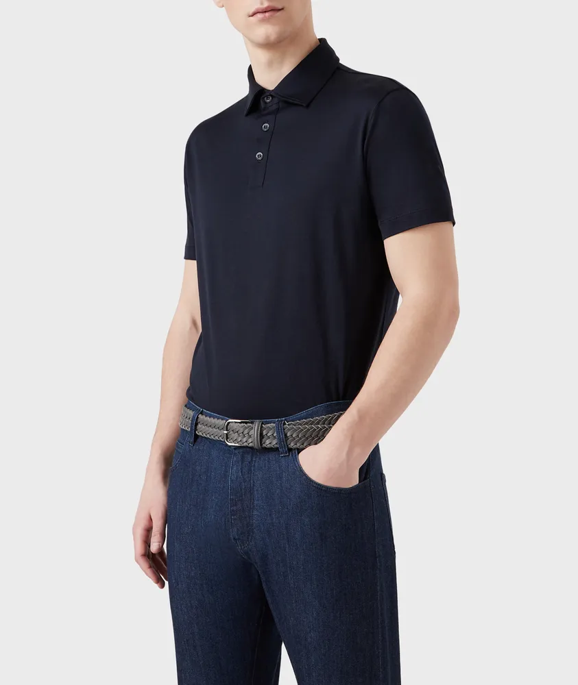 Slim-Fit Silk-Cotton Jersey Polo