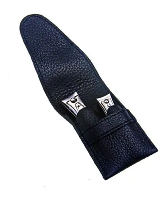 Capri Schwarz 2pc Manicure Set In High Quality Leather Case