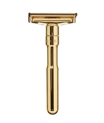 Adjustable Double Edge Safety Razor With Snap Closure, Gold
