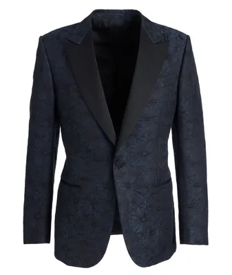 Venezia Floral Linen-Silk Tuxedo Jacket