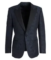 Venezia Floral Linen-Silk Tuxedo Jacket