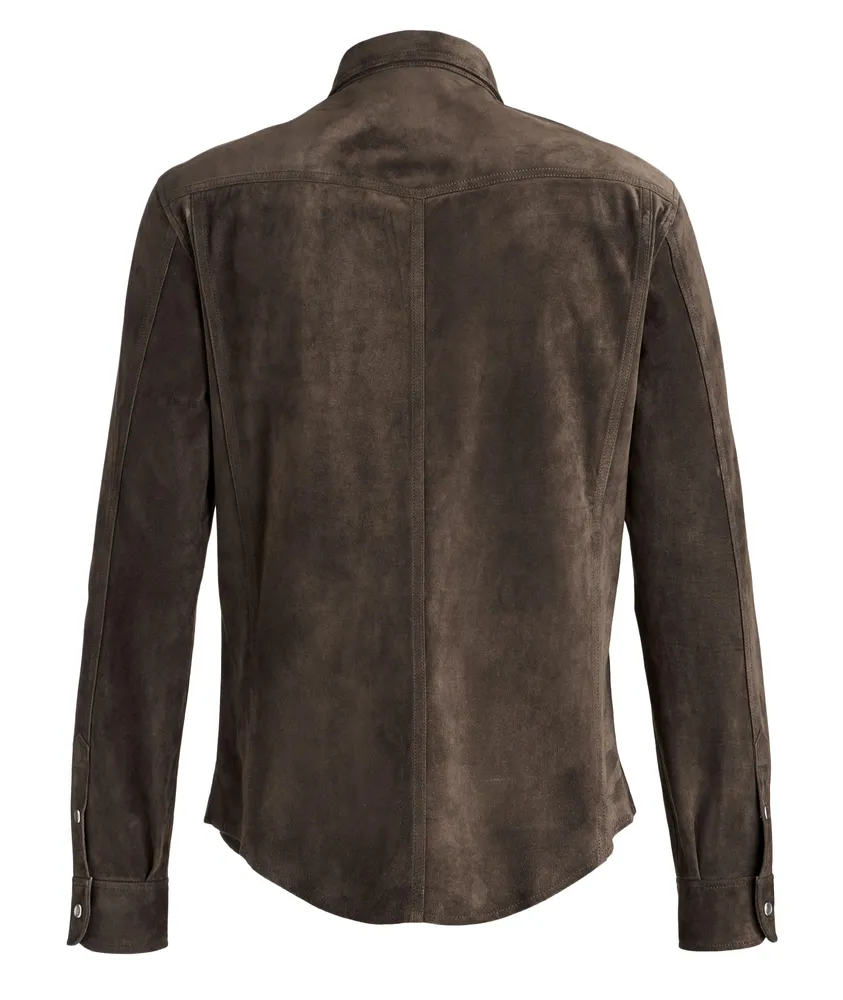 Calfskin Suede Shirt Jacket