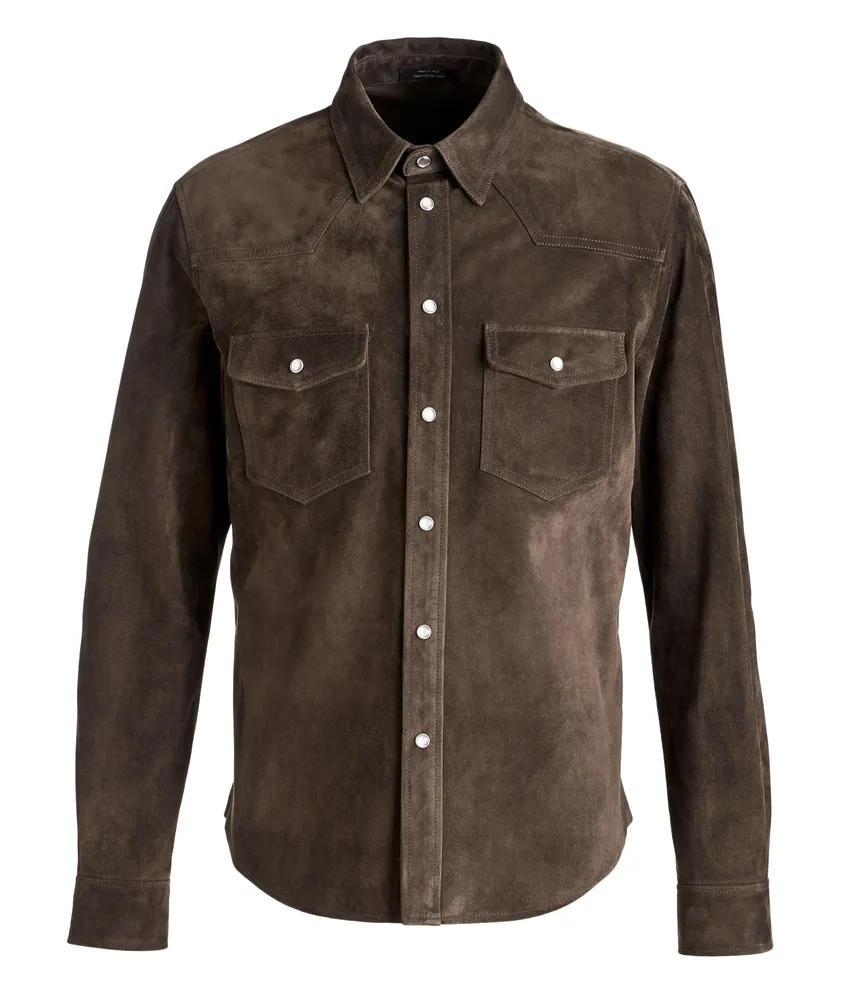 Calfskin Suede Shirt Jacket