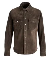 Calfskin Suede Shirt Jacket