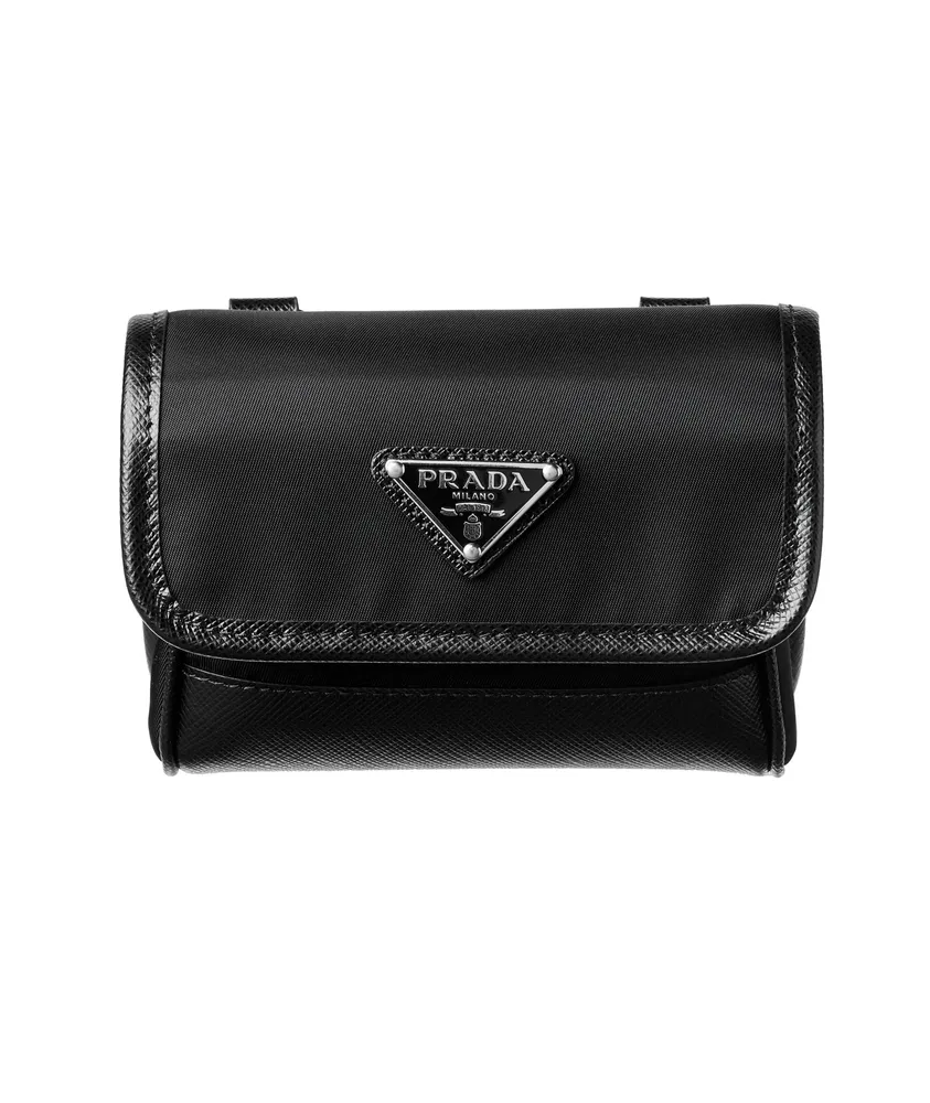 Saffiano Leather Mini Pouch Triangle Shape 1NR015_053_F0002, White, One Size