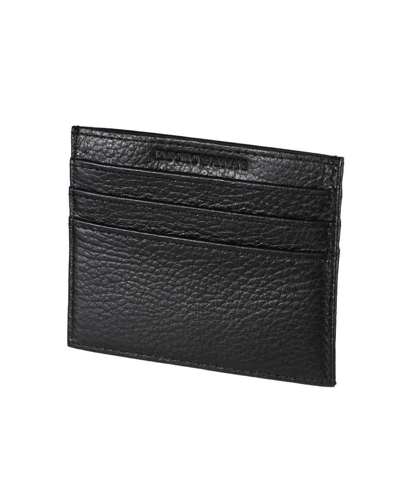 Logo Embossed Tumbled Leather Card Holder