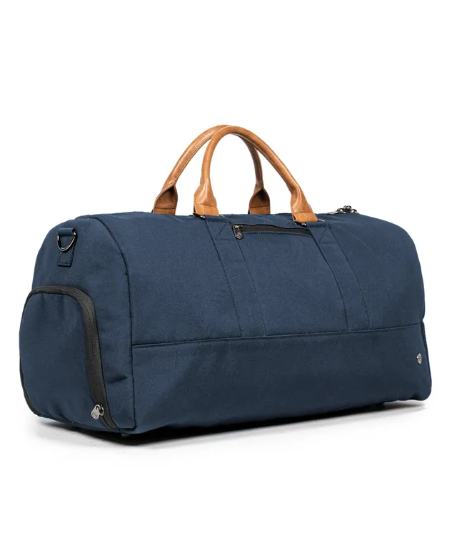 Royce New York Leather Weekender Duffel Bag - Navy Blue