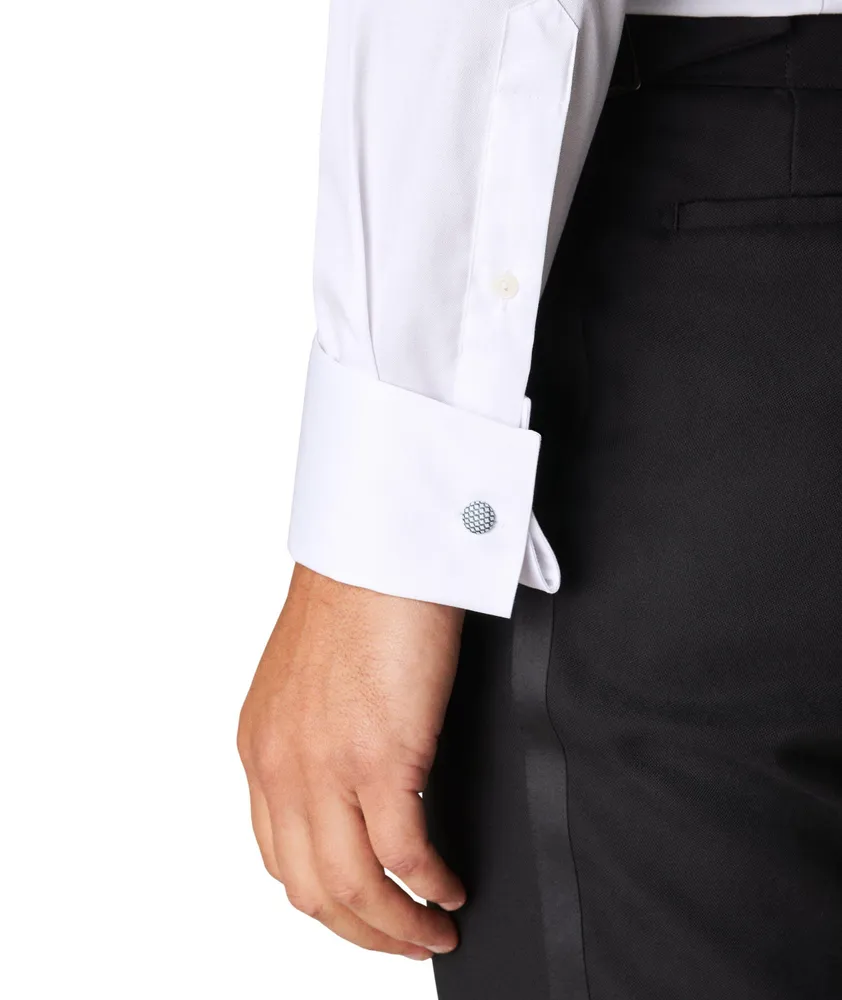 Slim-Fit Twill Fly Front Tuxedo Dress Shirt