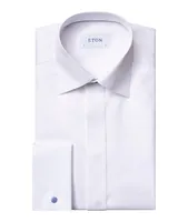 Slim-Fit Twill Fly Front Tuxedo Dress Shirt