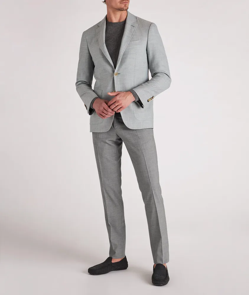 Stretch-Wool Crosshatch Dress Pants