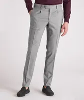 Stretch-Wool Crosshatch Dress Pants