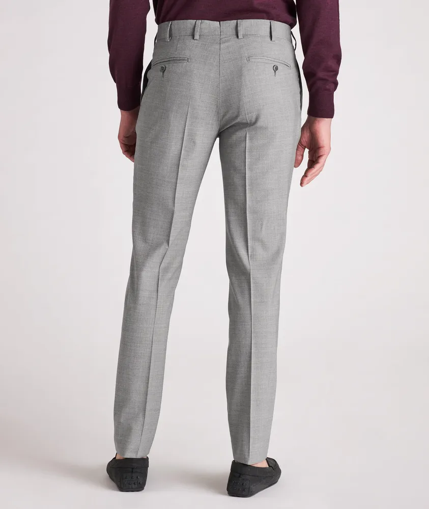 Stretch-Wool Crosshatch Dress Pants