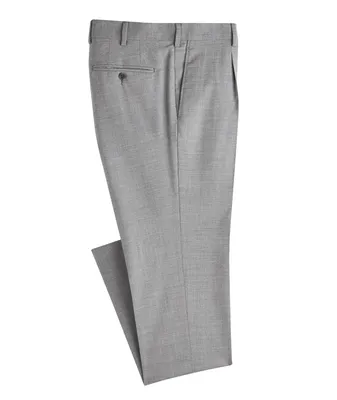 Stretch-Wool Crosshatch Dress Pants