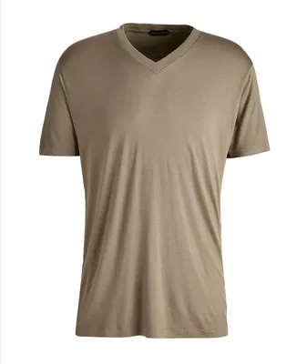 Viscose-Blend Slub V-Neck T-Shirt
