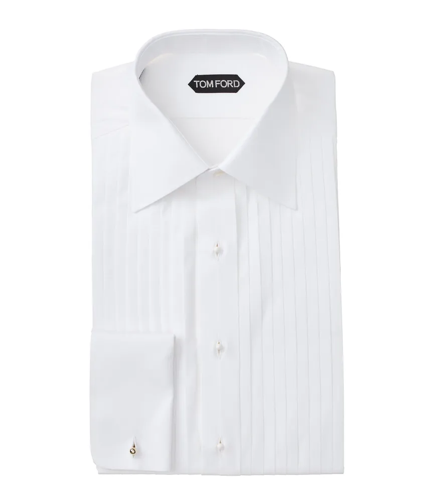 Slim-Fit Front Pleated Cotton Evening Shirt