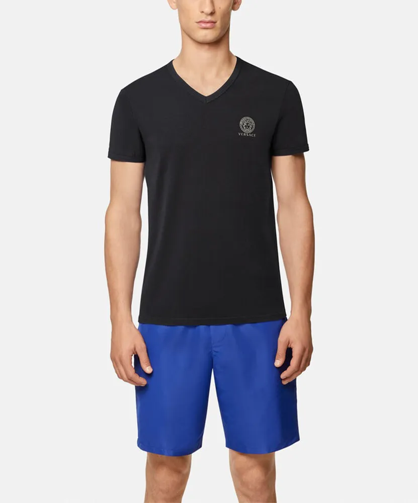 Versace Medusa Logo Stretch-Cotton V-Neck Undershirt