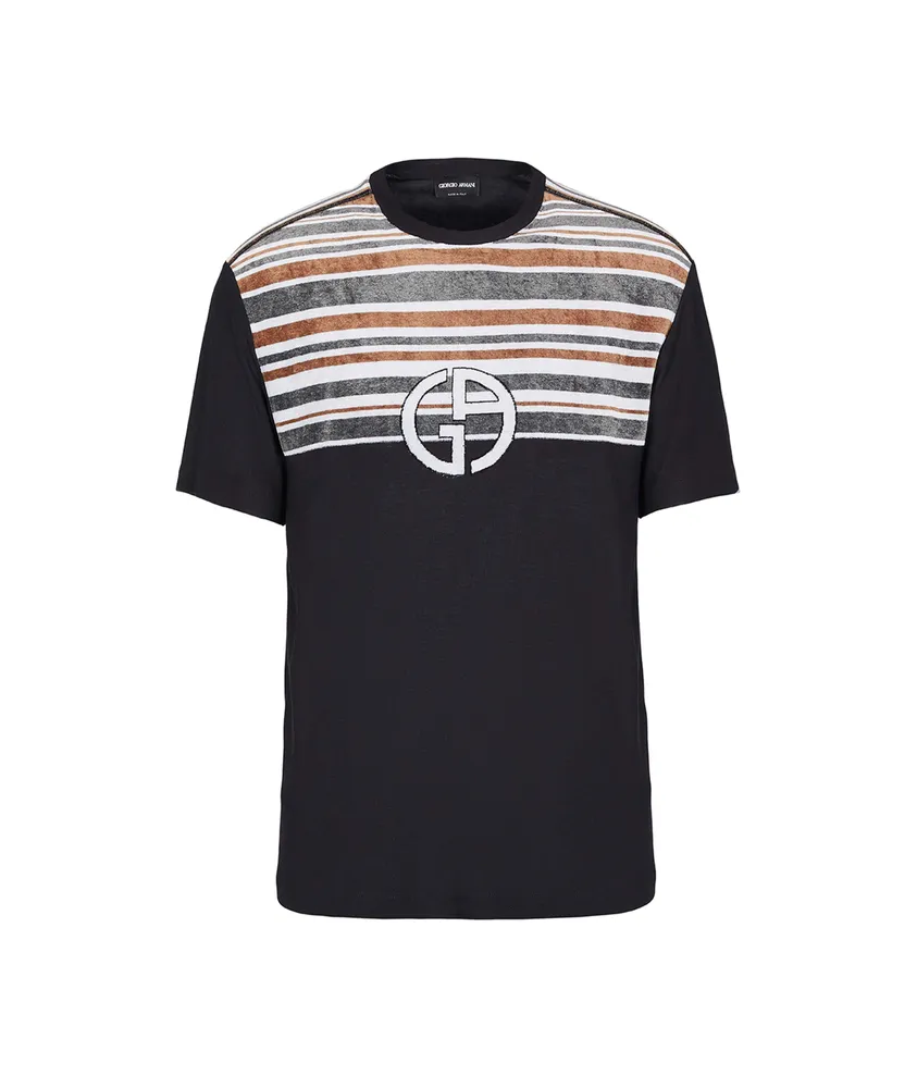 Striped Jacquard Insert Jersey T-Shirt