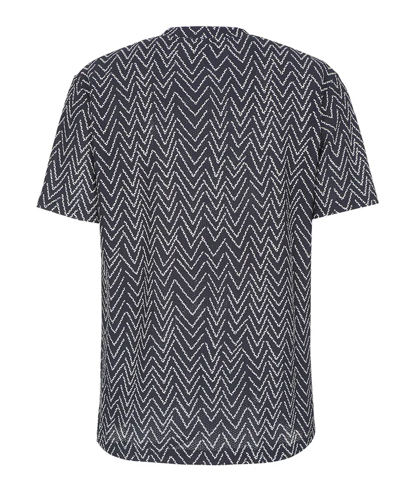 Mesh T-shirt with Contrasting Chevron Print