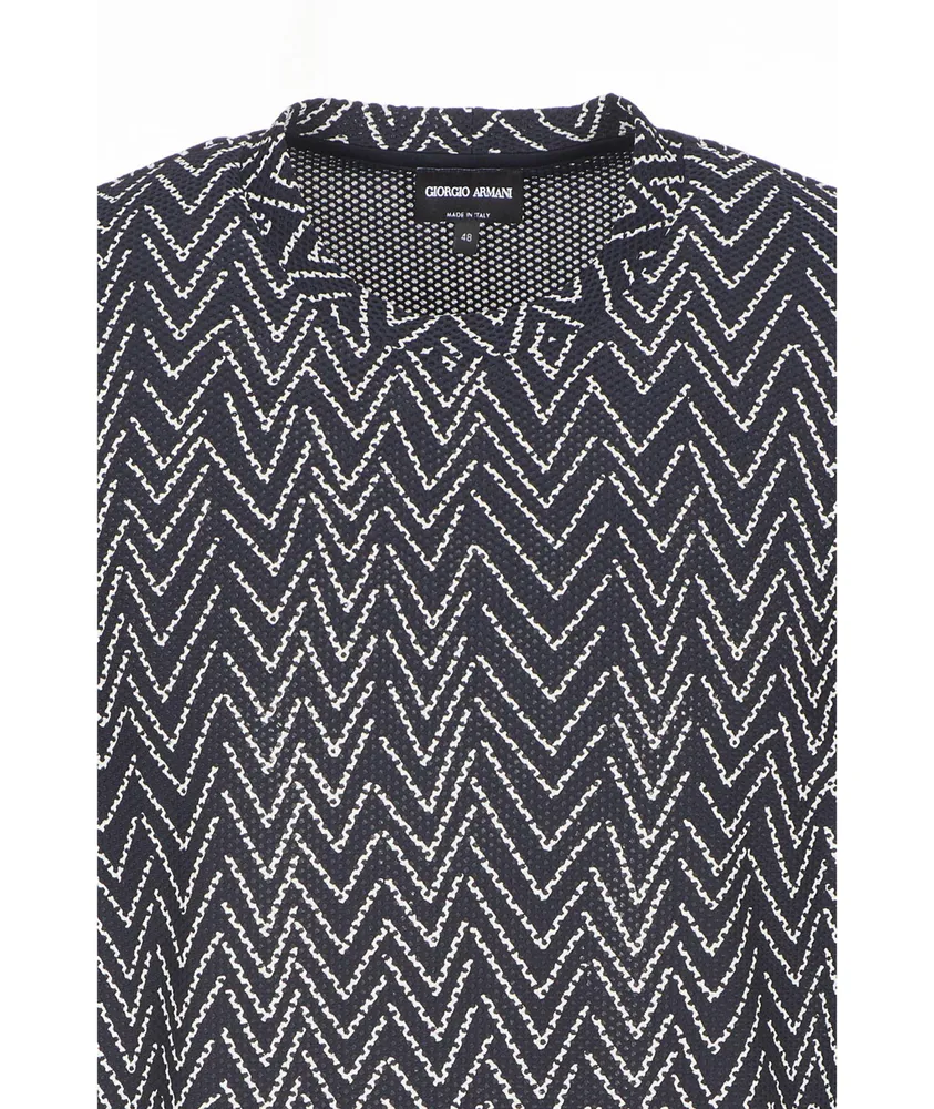 Mesh T-shirt with Contrasting Chevron Print