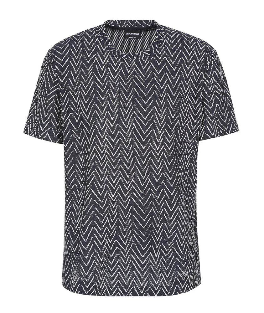 Mesh T-shirt with Contrasting Chevron Print