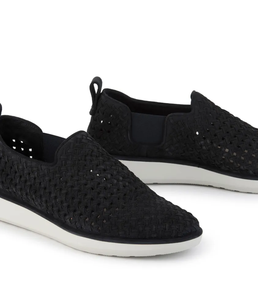 Woven Leather Slip On Sneakers