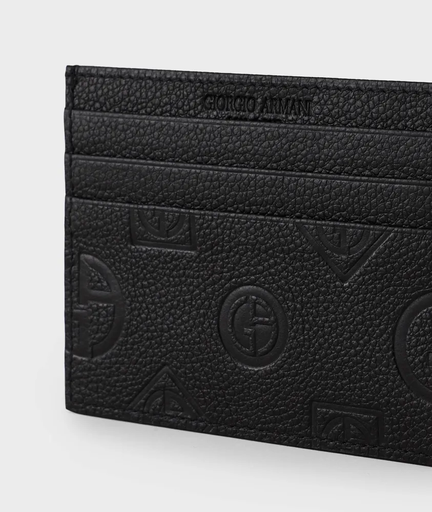 Pebbled Leather Logo Cardholder