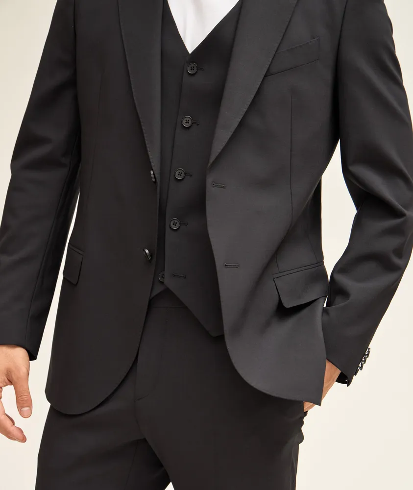 Solid Wool Three-Piece Suit
