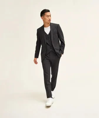 Solid Wool Three-Piece Suit