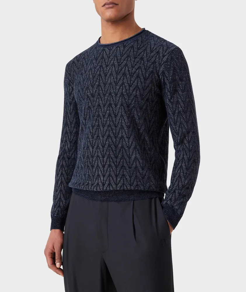 Wool-Blend Jacquard Chevron Sweater