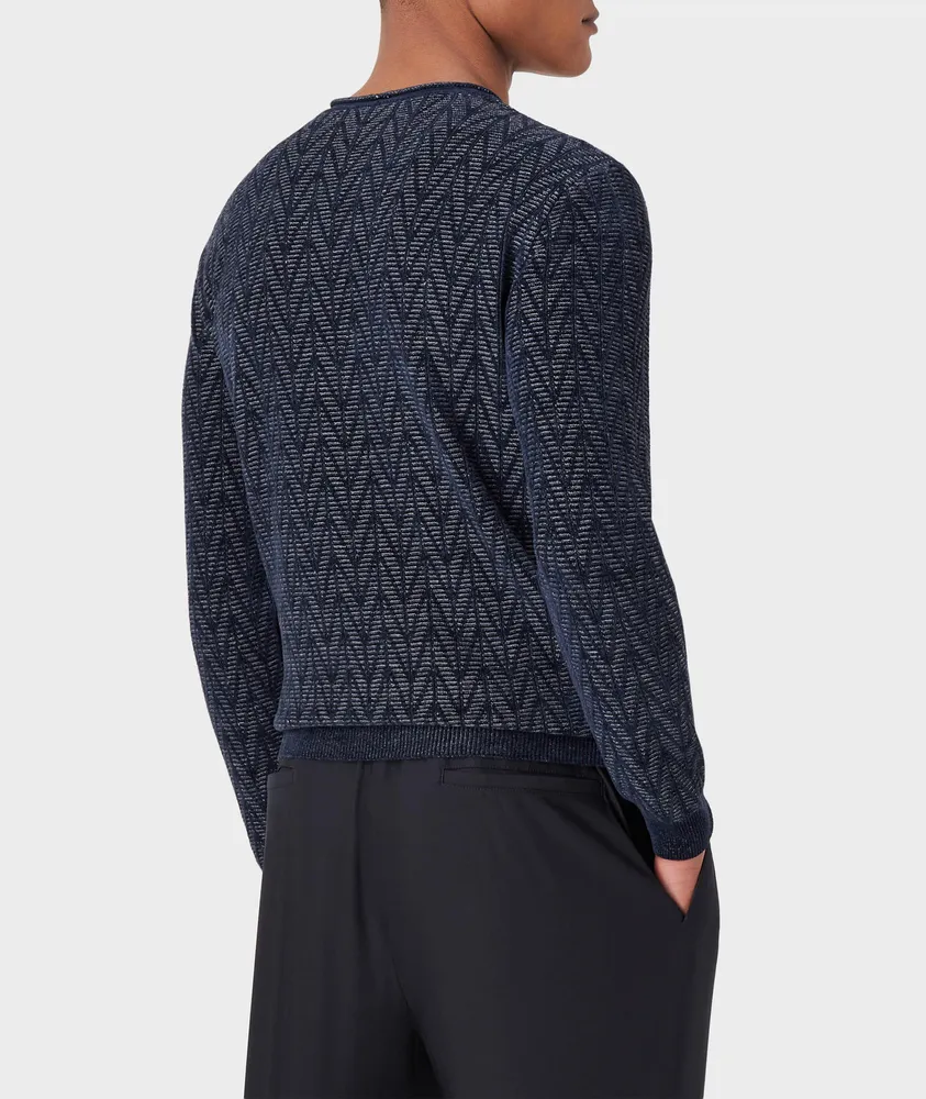 Wool-Blend Jacquard Chevron Sweater