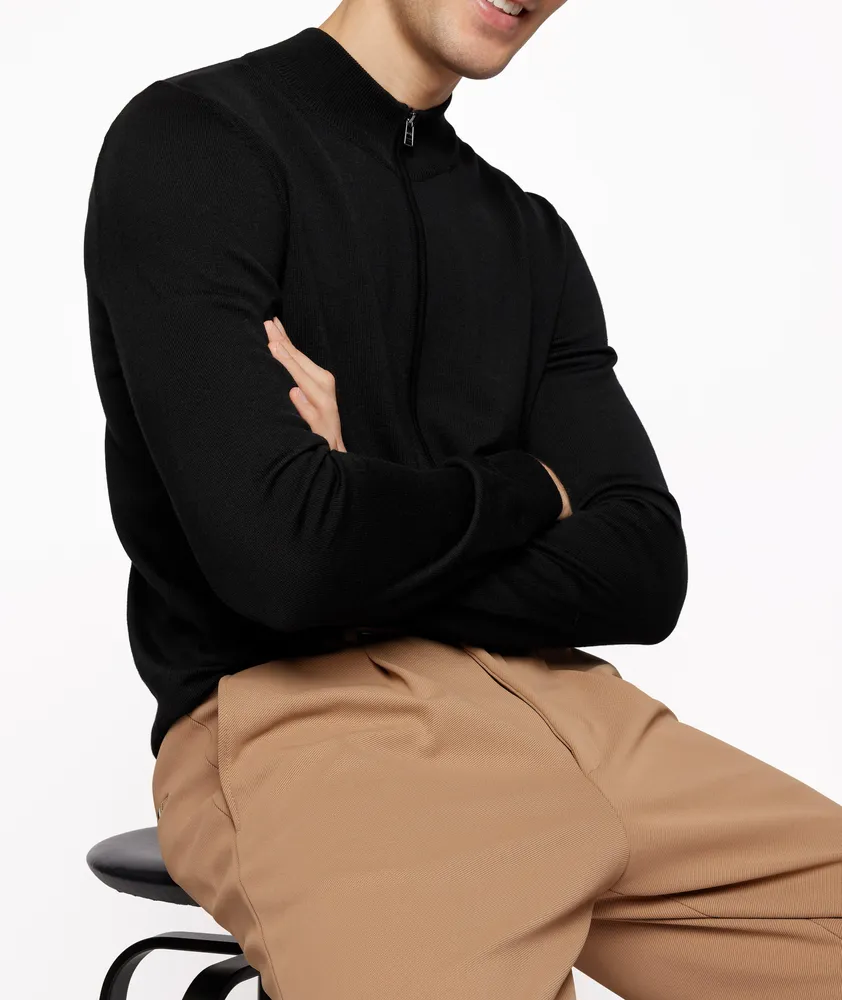 Full-Zip Virgin Wool Sweater