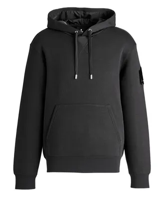 Embroidered Logo Velvet Hooded Sweater