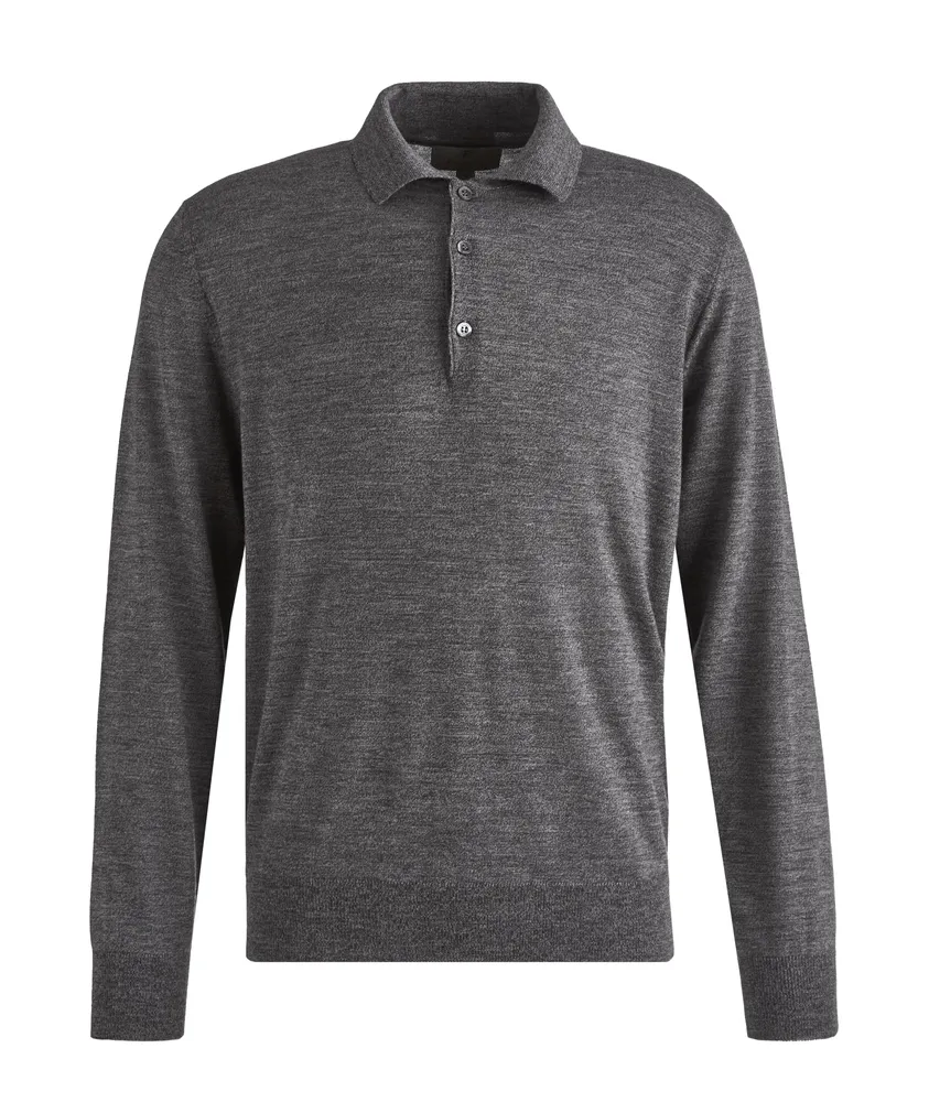 Long-Sleeve Wool Polo