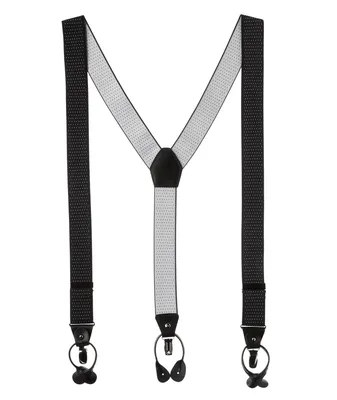 Pin Dot Leather Suspenders