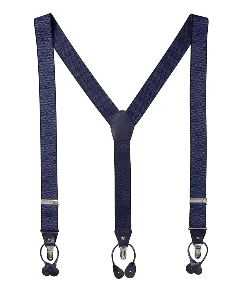 Diamond Jacquard Leather Suspenders